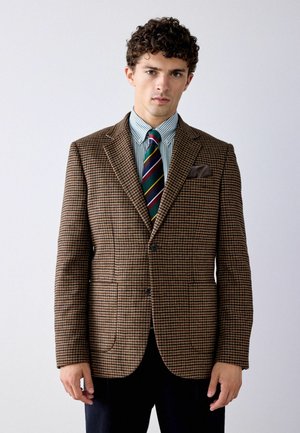 Next, SLIM FIT - DOGTOOTH CHECK BLAZER - Chaqueta de traje - brown