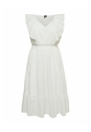 Vero Moda Curve, SMOCK DRESS VMCANNA MIDI DRESS - Denné šaty - snow white
