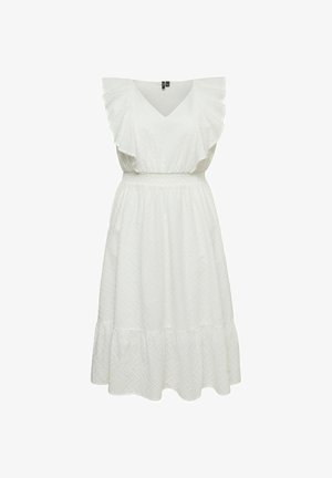 Vero Moda Curve, SMOCK DRESS VMCANNA MIDI DRESS - Denné šaty - snow white