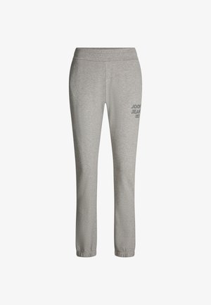 Grijze sweatpants met een elastische tailleband, taps toelopende benen en een logo-detail op de linker bovenbeen. Gemaakt van zachte, gestructureerde stof.