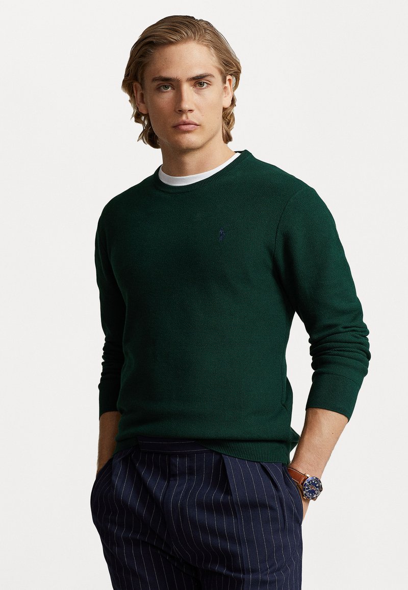 Polo Ralph Lauren - TEXTURED COTTON CREWNECK JUMPER - Trui - dark green, Vergroten