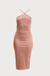 EMMA HALTER NECK MIDI - Trikotāžas kleita - blush pink