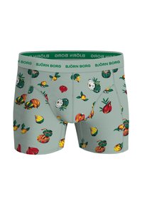 Grüne Boxer-Briefs mit einem fruchtigen Druck in lebhaften Farben, elastischer Bund mit "BJÖRN BORG"-Markenlogo, aus weichem, dehnbarem Material gefertigt.