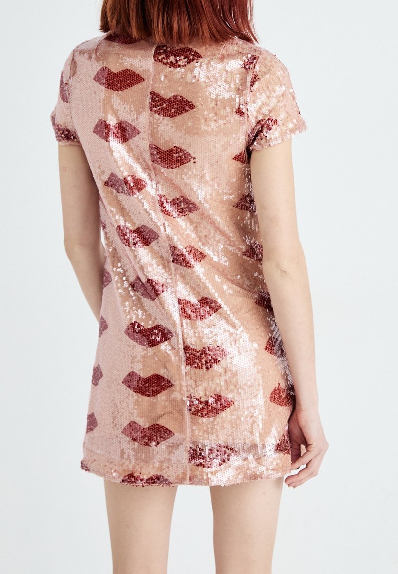 rose gold sequin tshirt dress PARFOIS Cocktail / Party dress - beige rose gold party dress