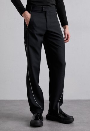 TAILORED TROUSERS WITH PIPING - Kalhoty - black