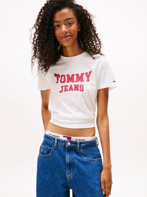 Tommy Jeans VARSITY - Printtipaita - ecru