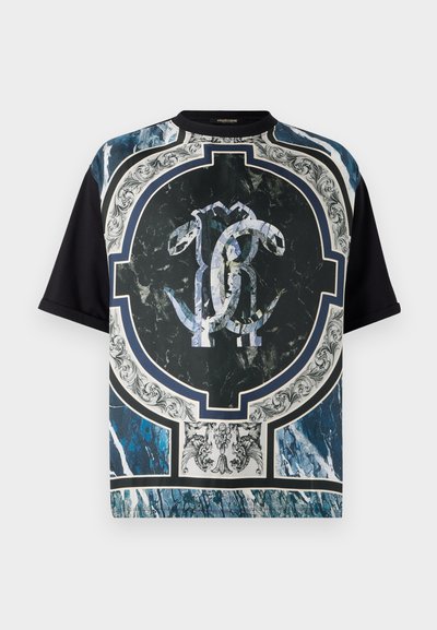 Roberto Cavalli MARBLE COOL FIT TEE - Apdrukāts T-krekls - blue