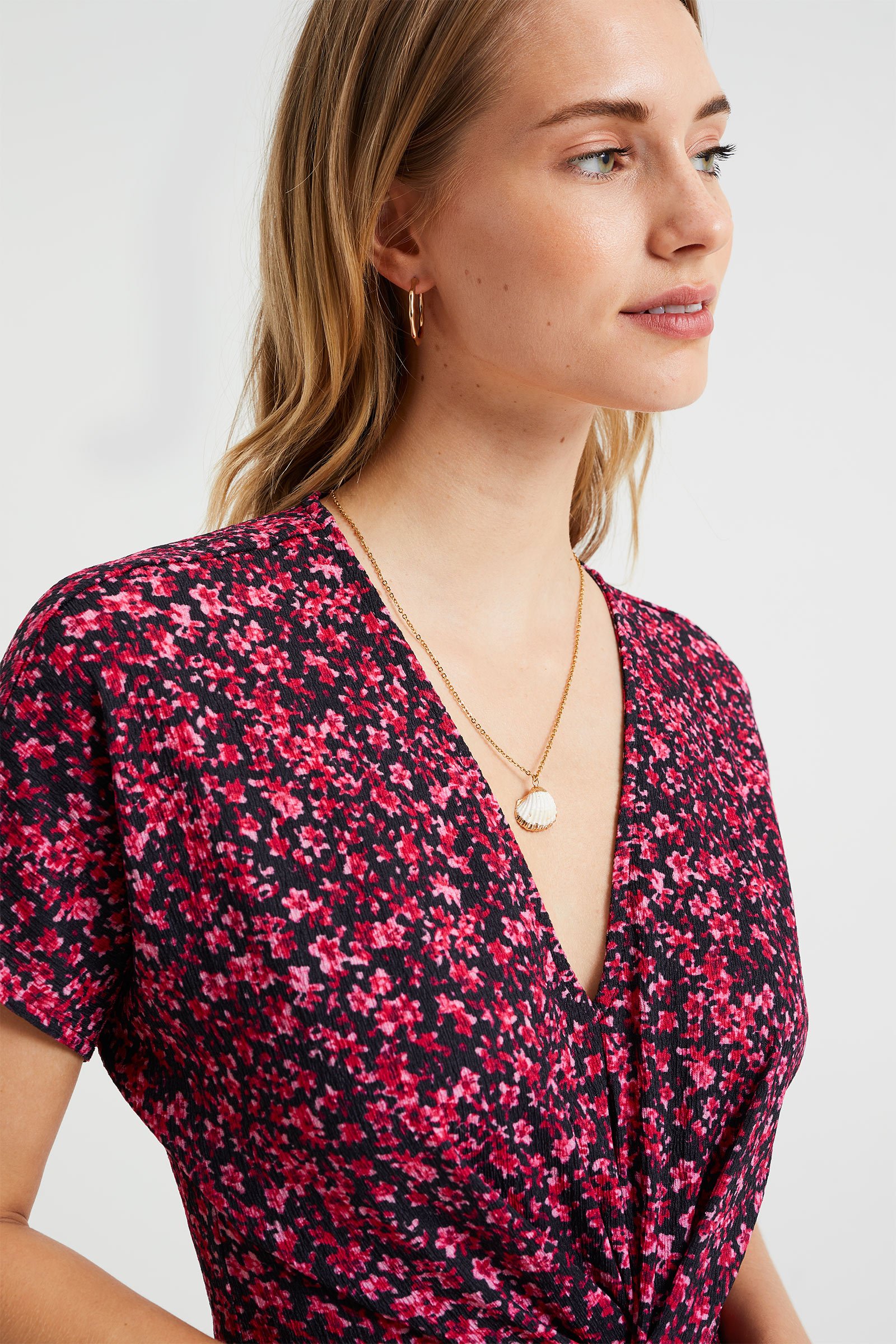 WE Fashion DRAPEY FLORAL - Jurk - pink/donkerroze - Zalando.nl
