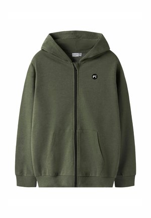 NKMVIMO LS CARD BRU NOOS - Športna jopa s kapuco na zadrgo - rifle green