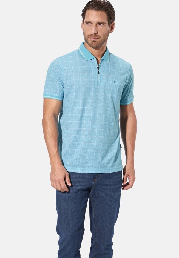 KARELO - Poloshirt - petrol gemustert
