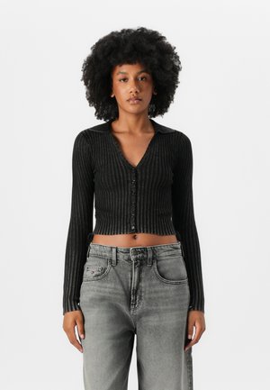 Guess Originals SHIRRED TIE CARDIGAN - Strickjacke - jet black