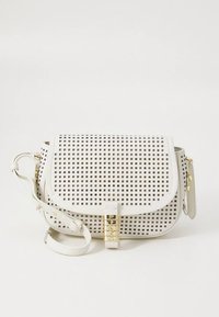 Pinko SADDLE MINI PELLE TRAFORATA - Borsa a tracolla - white/antique gold-coloured