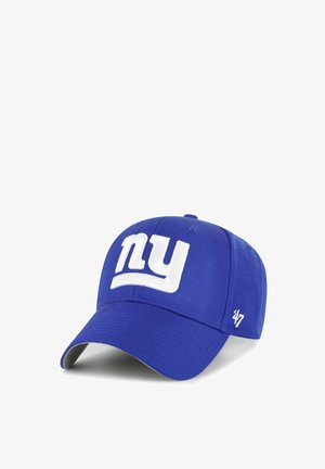 Casquette de baseball bleue avec le logo "ny" brodé en blanc à l'avant et "47" sur le côté, visière courbée, coupe structurée.