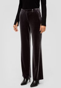 s.Oliver BLACK LABEL REGULAR MIT WIDE LEG - Stoffhose - dunkelgrau