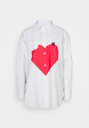 DKNY OVERSIZED PRINTED HEART - Užsagstoma palaidinė - white