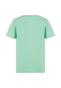 Mintgrünes Kurzarm-T-Shirt aus weicher Baumwolle, mit klassischem Rundhalsausschnitt und einem schlichten Design ohne sichtbare Marken oder Muster.