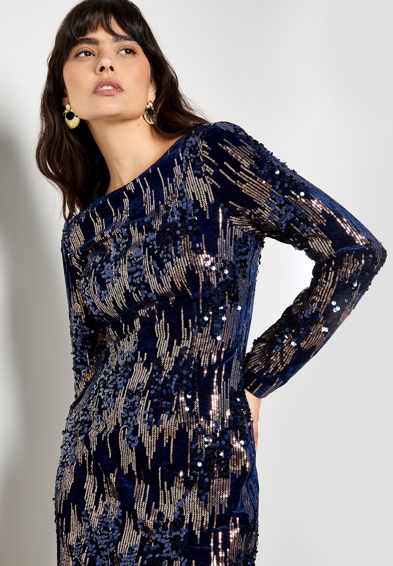 Apricot MIXED SEQUIN BODYCON MINI - Cocktail dress / Party dress - navy/dark  blue - Zalando