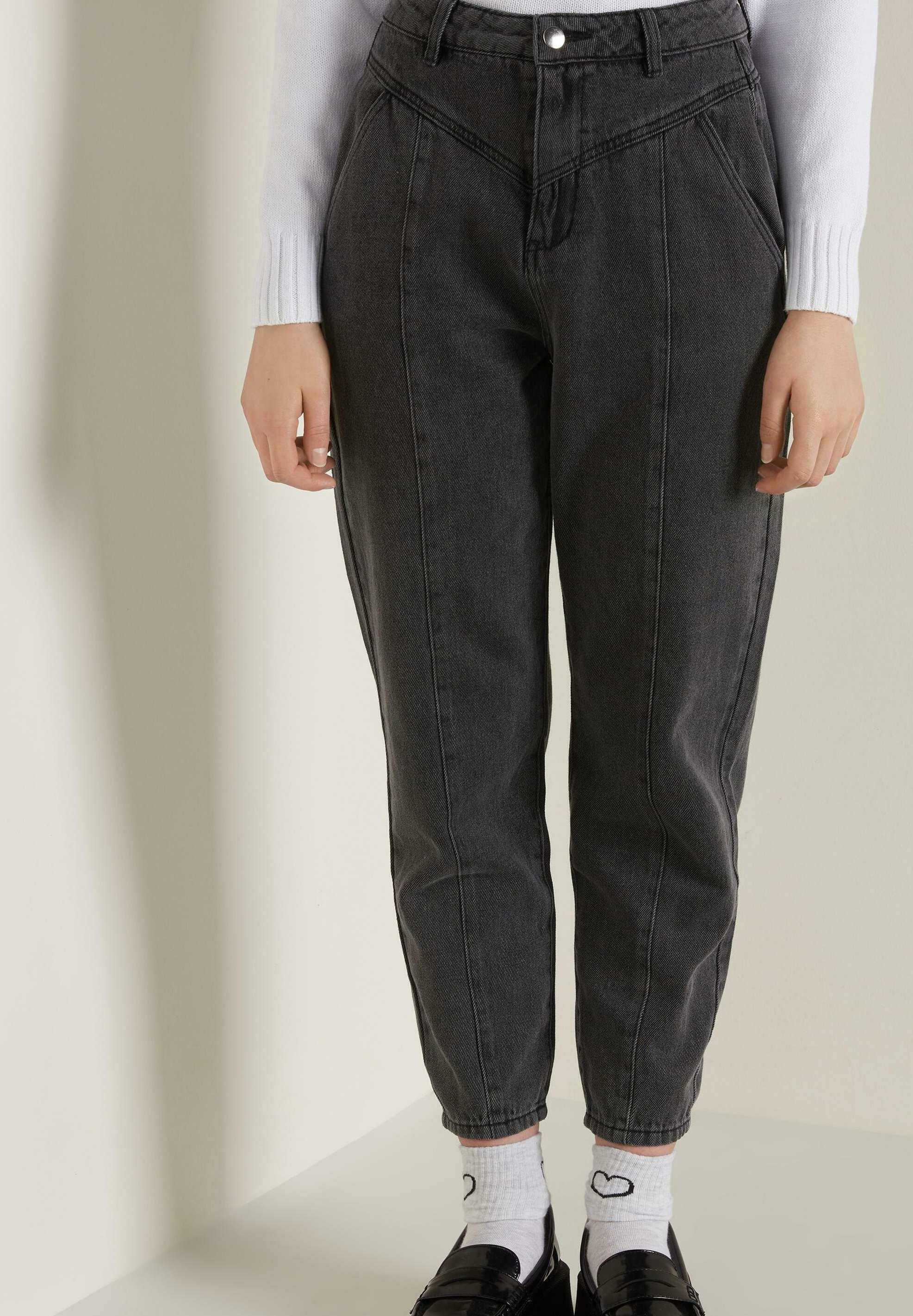 Tezenis MIT HOHEM BUND UND ERHABENEN NÄHTEN - Slim fit jeans -  dunkelgrau/black - Zalando.de