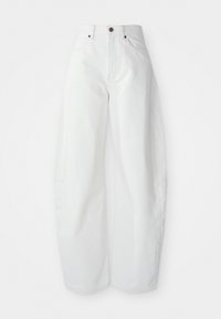 Hoge taille witte spijkerbroek met een losse pasvorm. Voorzien van een knoopsluiting, zijzakken en een minimalistisch ontwerp. Glad textuur.