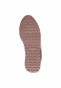 Gummisohle in sanftem Rosa mit strukturierten Rillen für besseren Halt; mit dem eingestempelten Branding "CAPRICE" und der Größe "37" an der Seite.