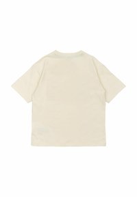 Krémové bavlněné tričko s krátkými rukávy, kulatým výstřihem a minimalistickým designem; měkká textura s jemnými švy.