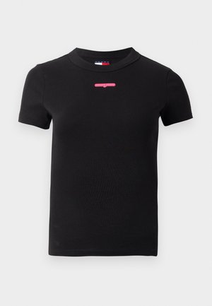 SLIM SCRIPT LABEL TEE UNISEX - Základné tričko - black