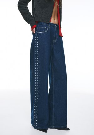 STUDDED - Široke hlačnice - dark blue