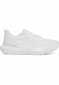 Zapatillas deportivas blancas, con parte superior de malla, cuello acolchado y amortiguación HOVR. Suela de goma suave con diseño ligero y cordones estructurados.