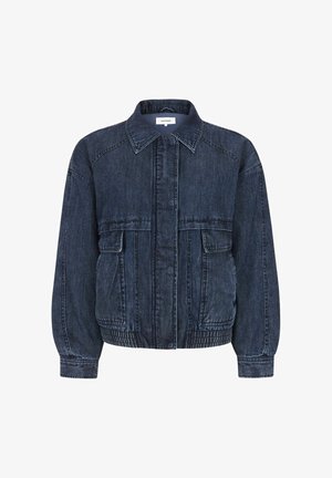 Tume teksatagi kraegaelise kraeuga, esikinnise tõmblukuga, küljetaskute ja elastsete mansettidega. Omab lõdvestunud istuvust ja siledat tekstuuri.