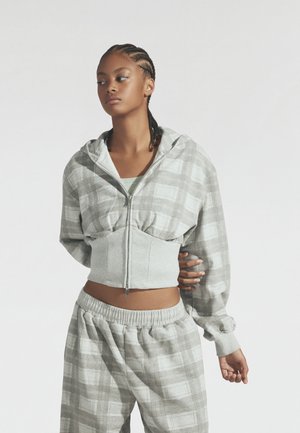Bershka, CHECKED HOODED JACKET - Sweat zippé - dark grey