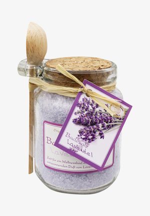 Florex, BADESALZ LAVENDEL GLAS MIT HOLZLÖFFEL 300 G - Bubble bath & soak - lila