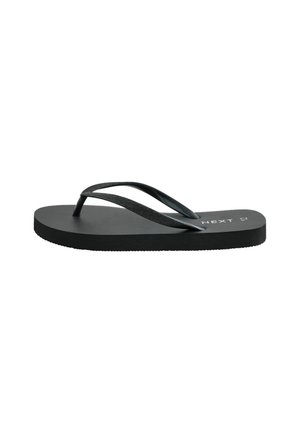 Black flip-flop sandal with textured sole and thin straps, flat design, and "NEXT" brand logo on the footbed.