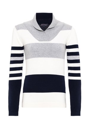 SHAWL COLLAR STRIPED  - Jumper - grey