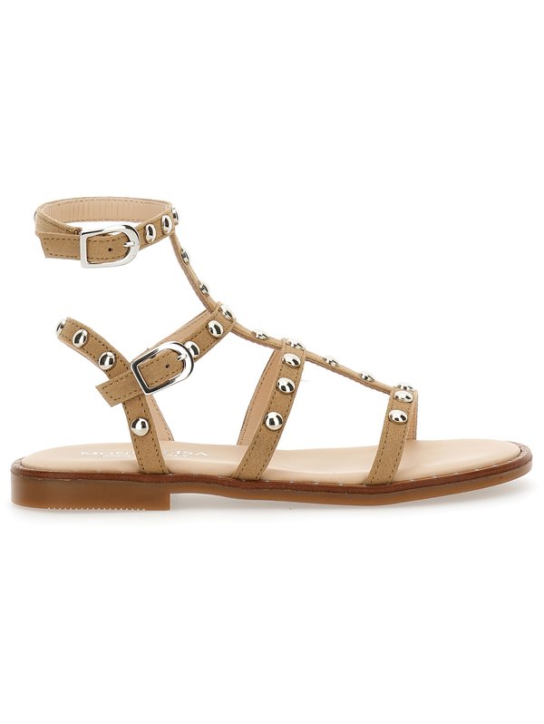 CON BORCHIETTE - Riemensandalette - beige