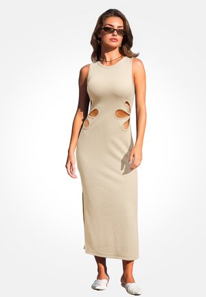 Cupshe, STYLISH RIBBED KNIT COVER UP DRESS - Maxi dress - beige