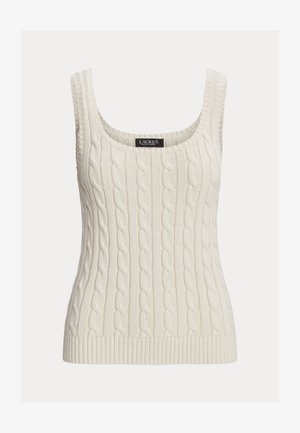 Lauren Ralph Lauren, CABLE COTTON BLEND SLEEVELESS - Μπλούζα - mascarpone cream