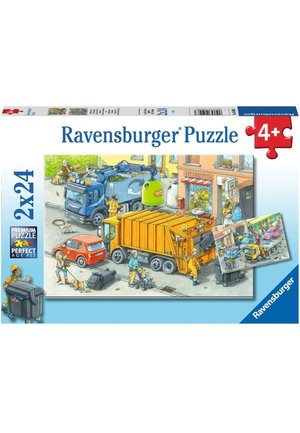 Ravensburger 2X24 PIECES GARBAGE TRUCK AND TOW - Puzzle - multi coloured