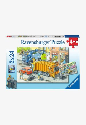 Ravensburger, 2X24 PIECES GARBAGE TRUCK AND TOW - Puzzle - multi coloured