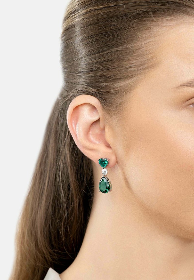 Latelita IRINA EMERALD TEARDROP EARRINGS SILVER - Earrings - silver