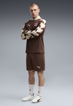 Puma, FC ST. PAULI SLIM AUFWÄRMOBERTEIL MIT REISSVERSCHLUSS BIS ZUM HALS - Vereinsmannschaften - espresso brown- white