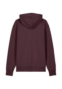 Bordeauxrode hoodie met een capuchon, lange mouwen en een relaxed fit. Gemaakt van zachte stof, met ribgebreide manchetten en een ribgebreide zoom. Geen grafische ontwerpen.