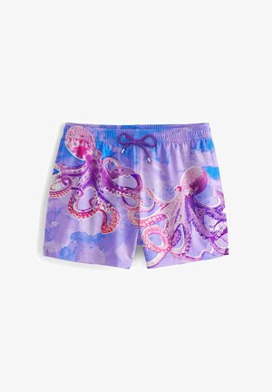 Zwemshorts in lichtpaars met een octopusafbeelding. Voorzien van een tailleband met trekkoord en een gladde, licht gestructureerde stof.