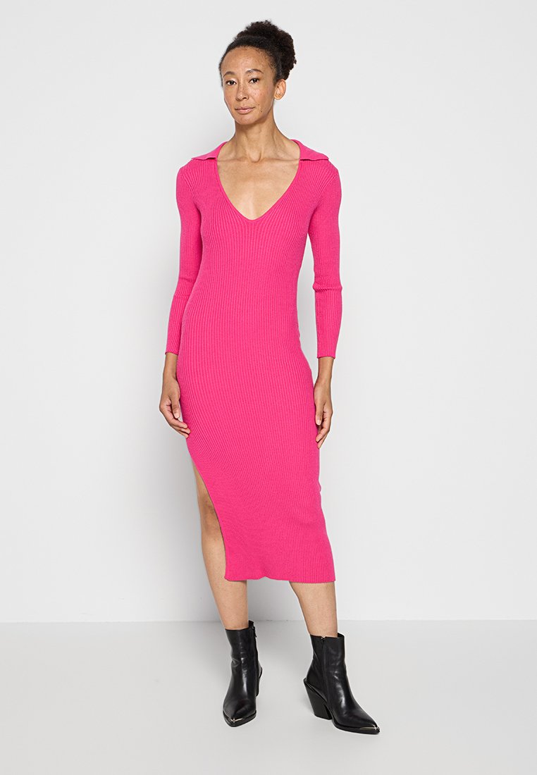 OH APRIL Gebreide jurk donkerroze