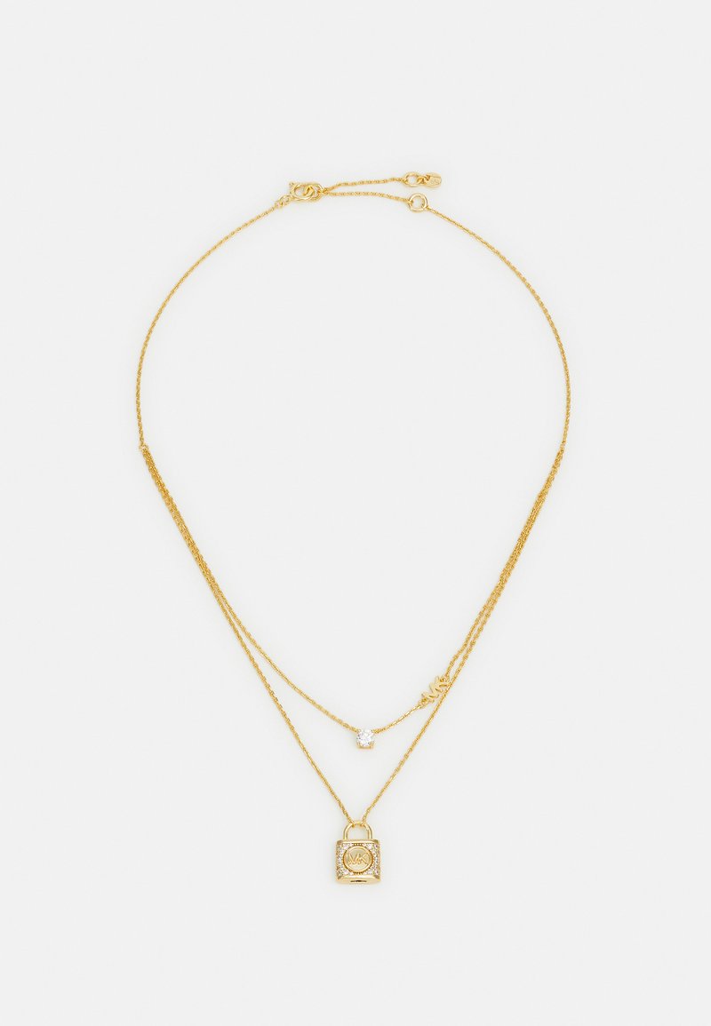 Michael Kors - MICHAEL KORS DOUBLE LAYERED PAVÉ LOCK NECKLACE - Collana - gold-coloured, Ingrandire