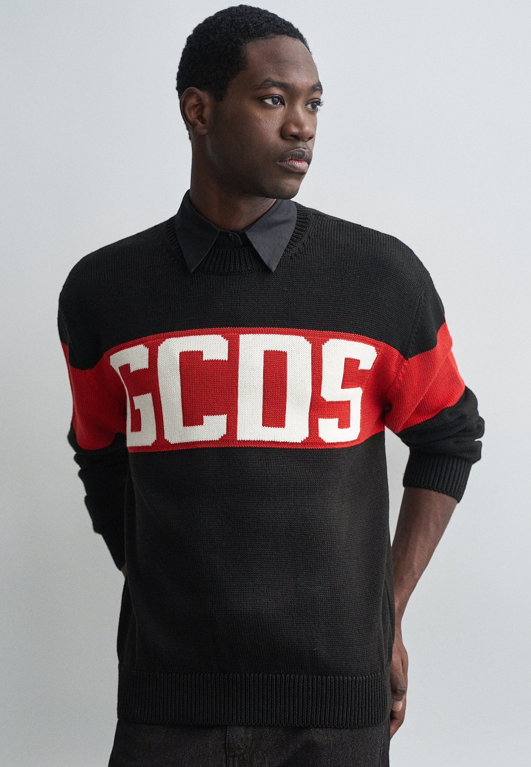 GCDS BAND LOGO CREW NECK Maglione black/nero