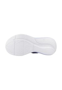 Suela de goma blanca con patrones de agarre texturizados. Presenta un contorno suave con una ligera curva, diseñado para estabilidad y tracción.