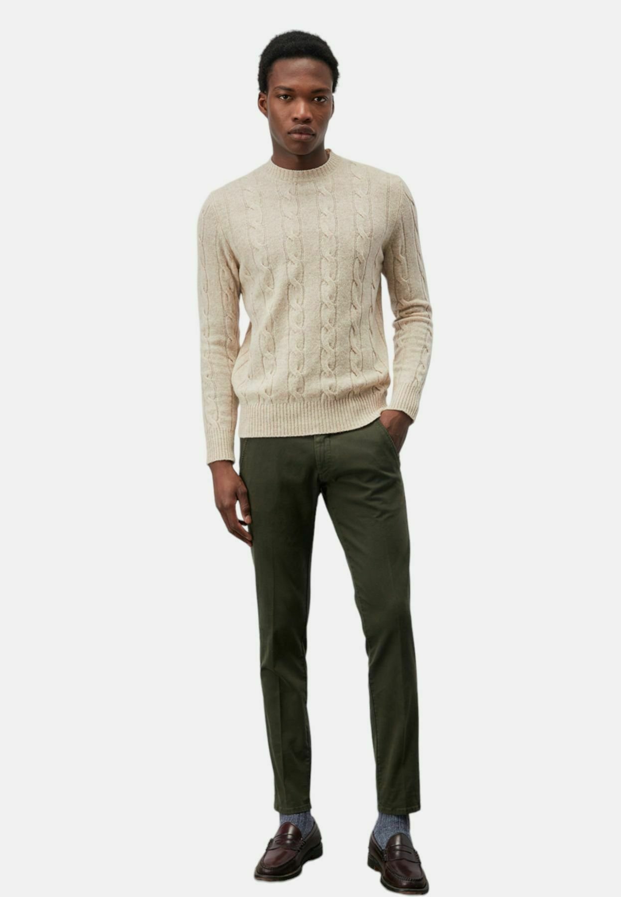 Camicia Abbinamento Uomo Pantalone Verde Beige Pantalone Verde