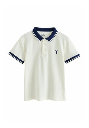 REGULAR FIT - STRIPE TIPPED COLLAR SHORT SLEEVE - Polokošeľa - ecru white