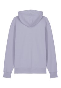 Lichtpaarse hoodie, gemaakt van zachte katoen, heeft een capuchon, lange mouwen, ribgebreide manchetten en een rechte zoom, zonder zichtbare logo's of patronen.