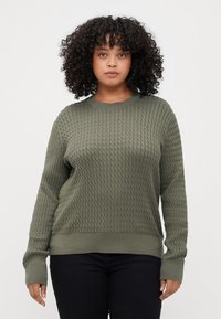 Tommy Hilfiger Curve CABLE FINE - Strickpullover - green